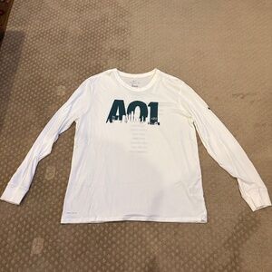 Carson Wentz Audience of One AO1 Long Sleeve Nike Dri-Fit Tee - White & Green XL